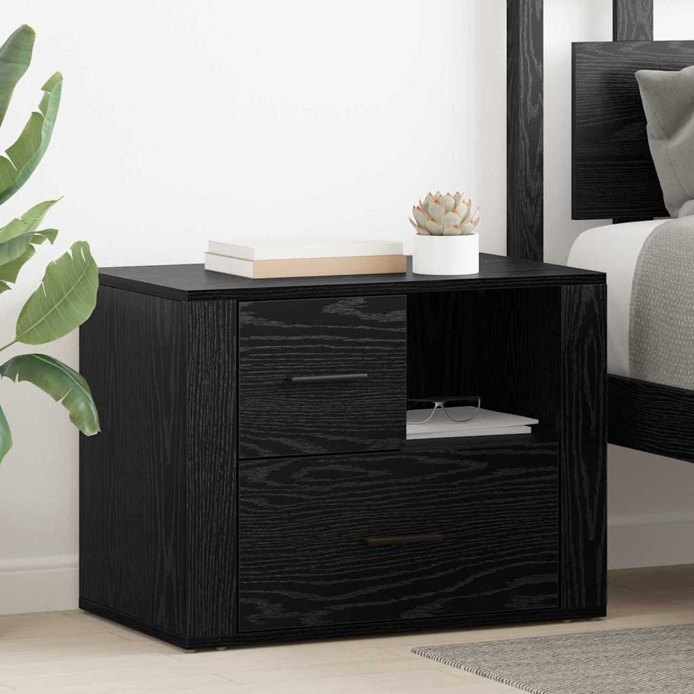 vidaXL Bedside Cabinet Black Oak Look 35 x 60 x 50 cm Engineered Wood