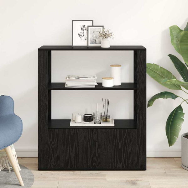 Schwarzes Sideboard Eichenoptik, 80 cm