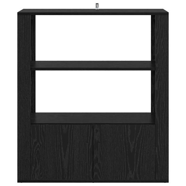 Schwarzes Sideboard Eichenoptik, 80 cm