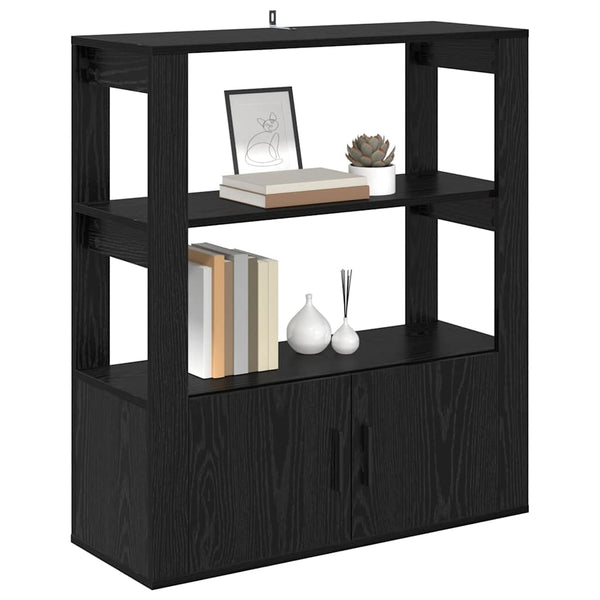 Schwarzes Sideboard Eichenoptik, 80 cm