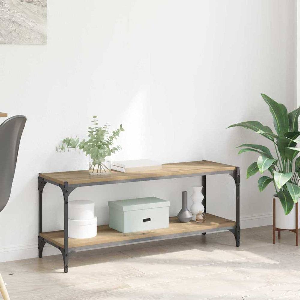 vidaXL Meuble TV Chêne Artisan 100x33x41 cm Bois d'ingénierie et fer