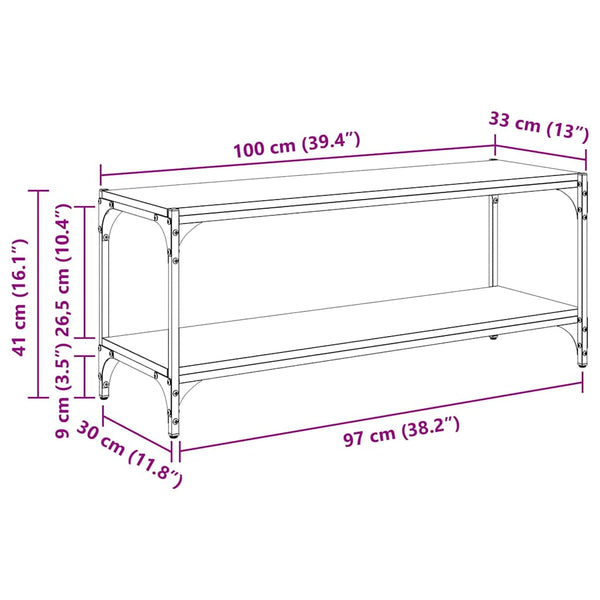 TV-Schrank Schwarz Eichen-Optik 100 cm