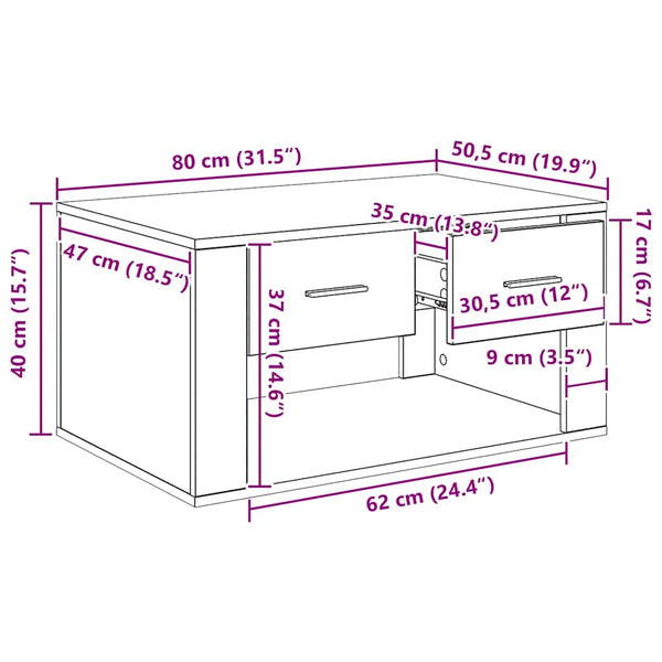 Couchtisch Artisan Eiche 80x50 cm