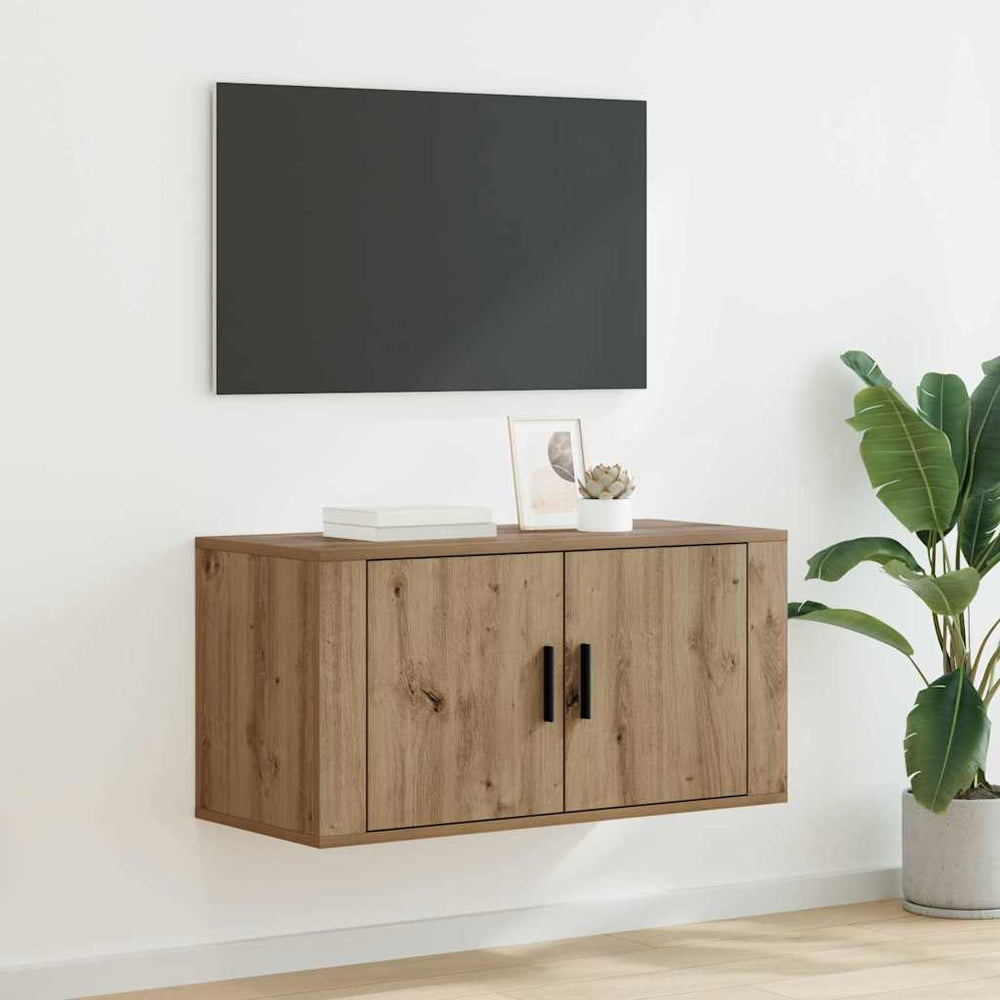 vidaXL Meuble TV mural Chêne artisan 80 x 34,5 x 40 cm