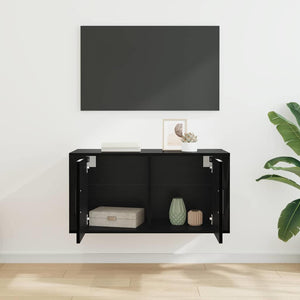 Wandmontiertes TV-Regal, Schwarz Eichen-Optik, 80cm