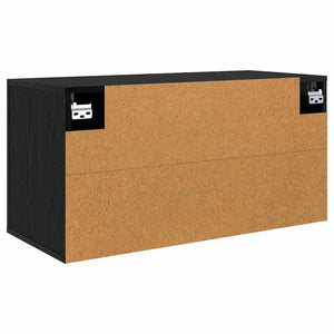 Wandmontiertes TV-Regal, Schwarz Eichen-Optik, 80cm