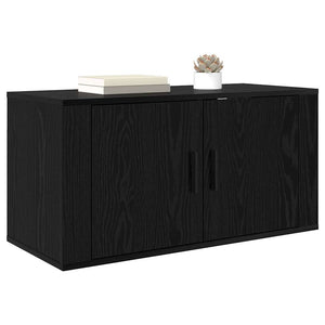 Wandmontiertes TV-Regal, Schwarz Eichen-Optik, 80cm