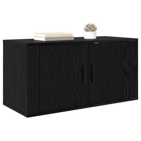 Wandmontiertes TV-Regal, Schwarz Eichen-Optik, 80cm