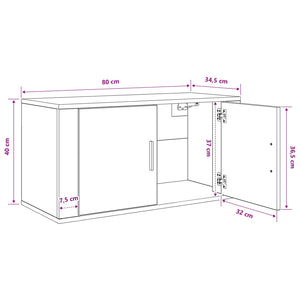 Wandmontiertes TV-Regal, Schwarz Eichen-Optik, 80cm