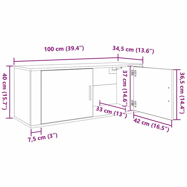 Wandmontiertes TV-Regal Artisan Eiche 100cm