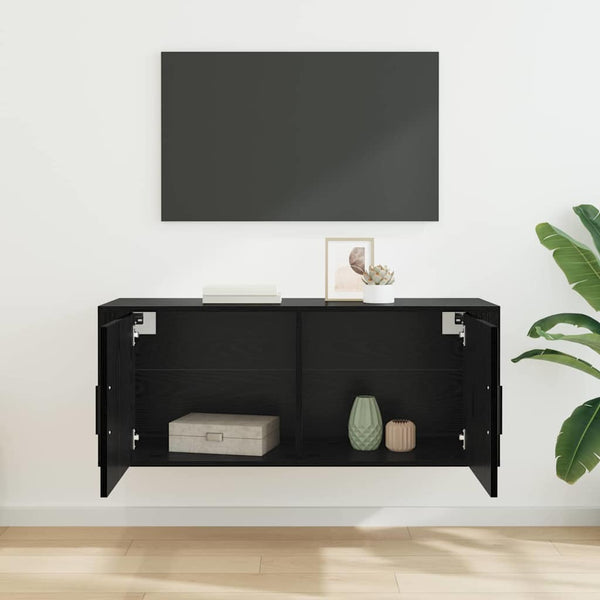 Wandmontiertes TV-Regal, Eichen-Optik Schwarz, 100 cm