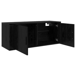 Wandmontiertes TV-Regal, Eichen-Optik Schwarz, 100 cm