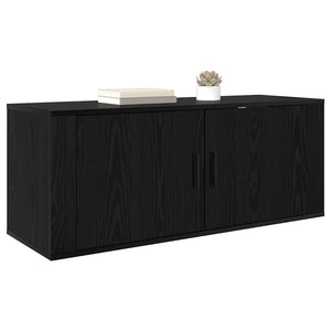 Wandmontiertes TV-Regal, Eichen-Optik Schwarz, 100 cm