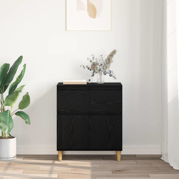 Schwarzes Sideboard Eichenoptik 60 cm