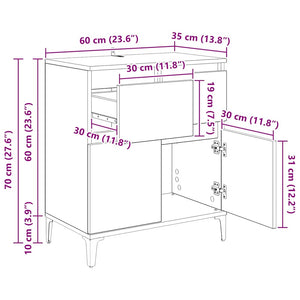 Sideboard Altholz & Eisen 60x35x70cm