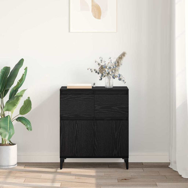 vidaXL Sideboard with Drawers Black Oak Look 60 x 35 x 70 cm
