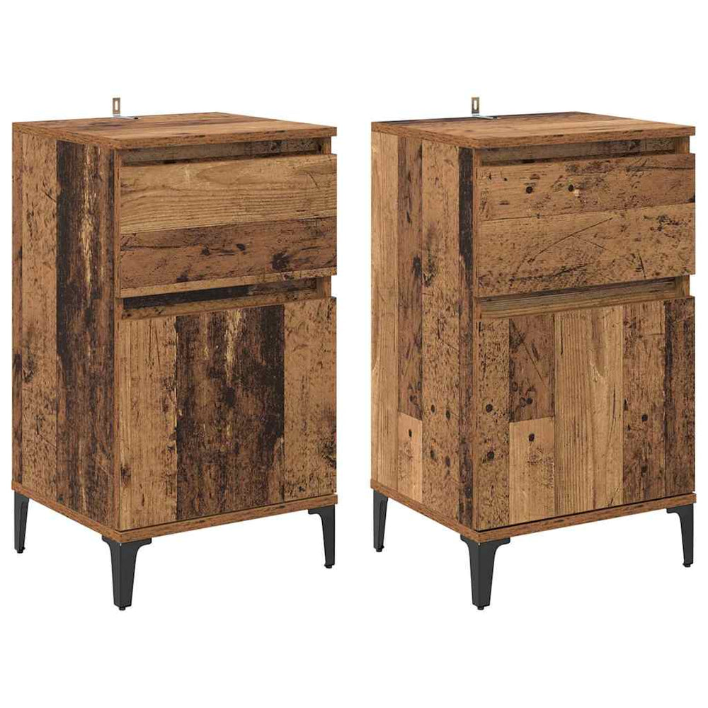 vidaXL Bedside Cabinet 2 pcs Reclaimed Wood 40 x 35 x 70 cm Engineered Wood