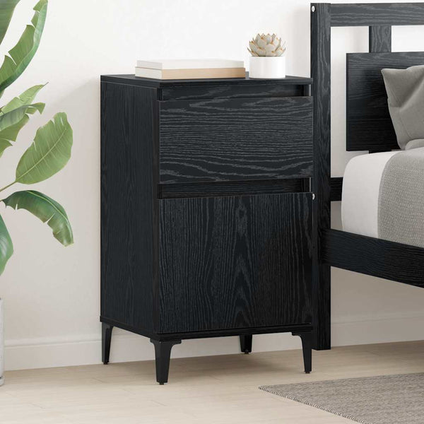 vidaXL Table de chevet Noir aspect chêne 40 x 35 x 70 cm Bois d'ingénierie