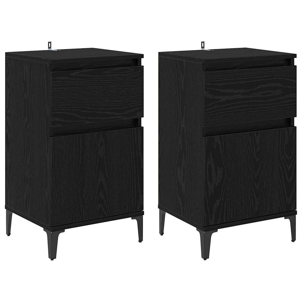vidaXL Bedside Cabinet 2 pcs Black Oak Look 40 x 35 x 70 cm