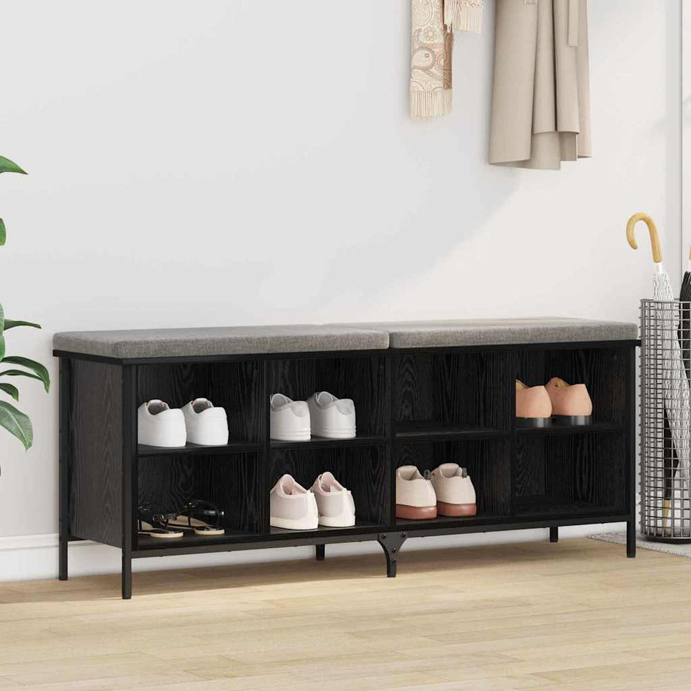 Schuhschrank mit Regal Schwarz Eichen-Optik