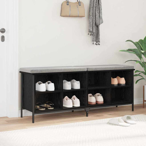 Schuhschrank mit Regal Schwarz Eichen-Optik