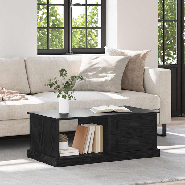 Couchtisch Schwarz Eichenoptik 90x50 cm