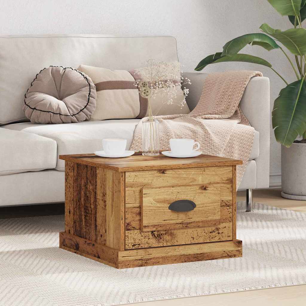 Couchtisch Altholz mit Schublade 50x50 cm