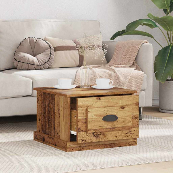 Couchtisch Altholz mit Schublade 50x50 cm