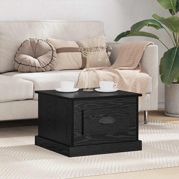 Schwarzer Couchtisch Eichenoptik 50x50 cm