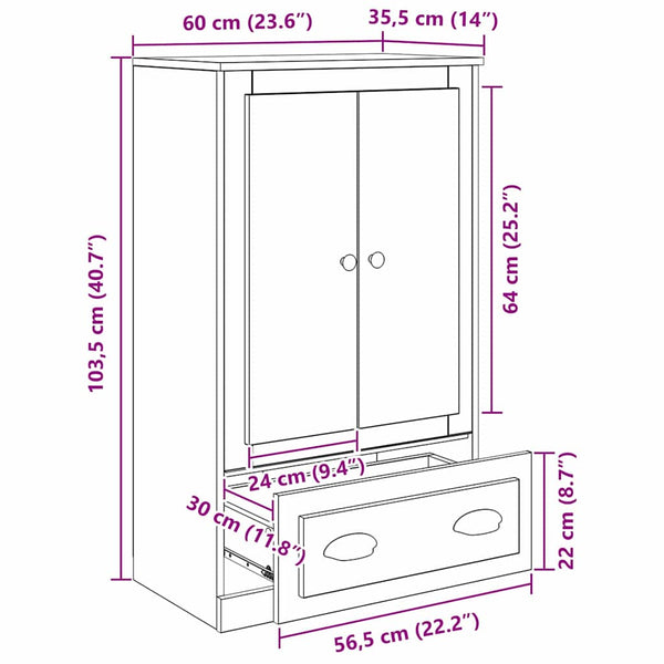 Highboard Artisan Eiche 60x35,5x103,5 cm