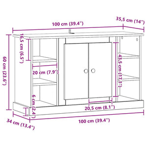 Schwarzes Sideboard Eichenoptik, 100 cm