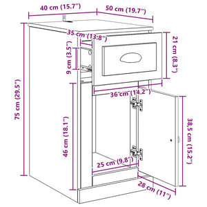 Seitenschrank Artisan-Eiche 40x50x75 cm