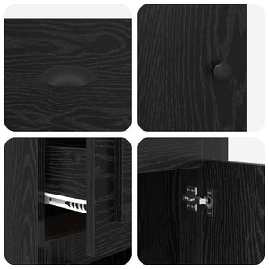 Schwarzer Seitenschrank Eichen-Optik