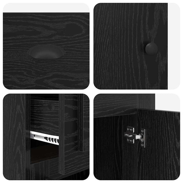 Schwarzer Seitenschrank Eichen-Optik