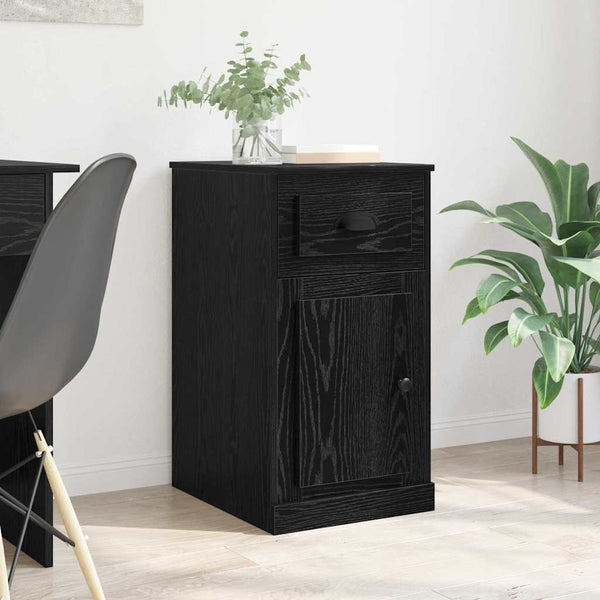 Schwarzer Seitenschrank Eichen-Optik