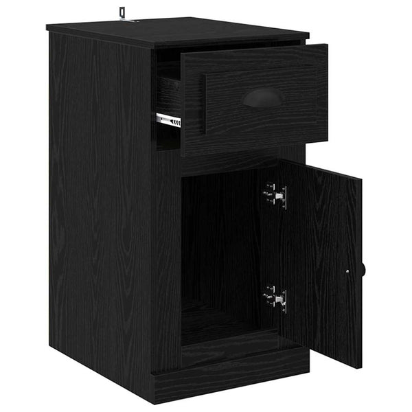 Schwarzer Seitenschrank Eichen-Optik