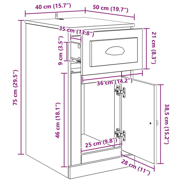 Schwarzer Seitenschrank Eichen-Optik