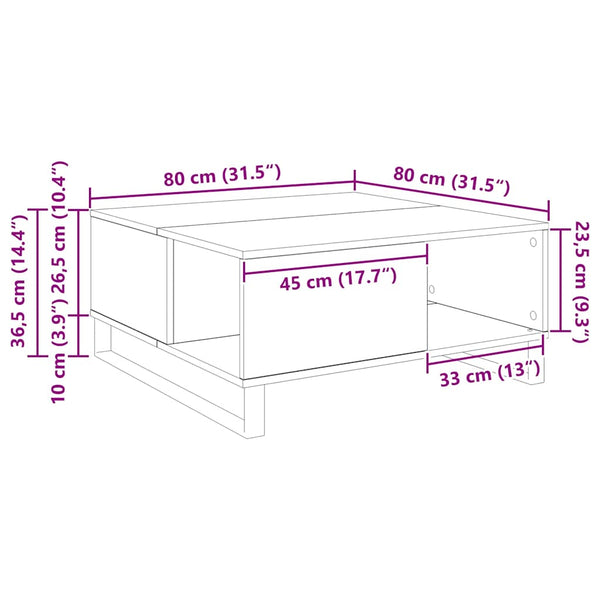 Couchtisch Artisan Eiche 80x80 cm