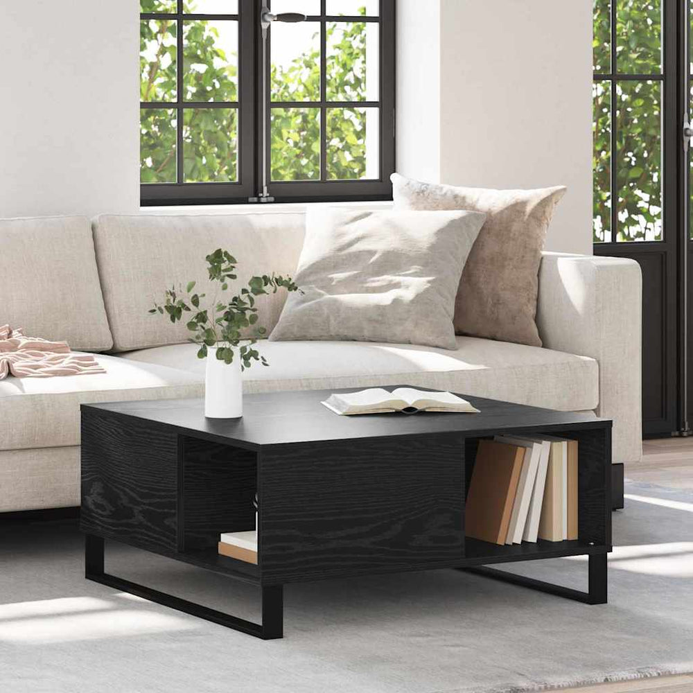 Couchtisch Schwarz Eichenoptik 80x80 cm