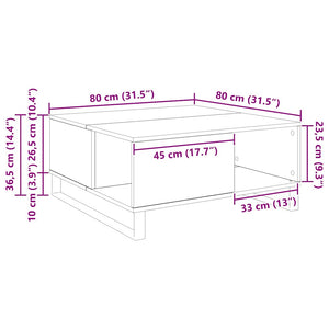 Couchtisch Schwarz Eichenoptik 80x80 cm
