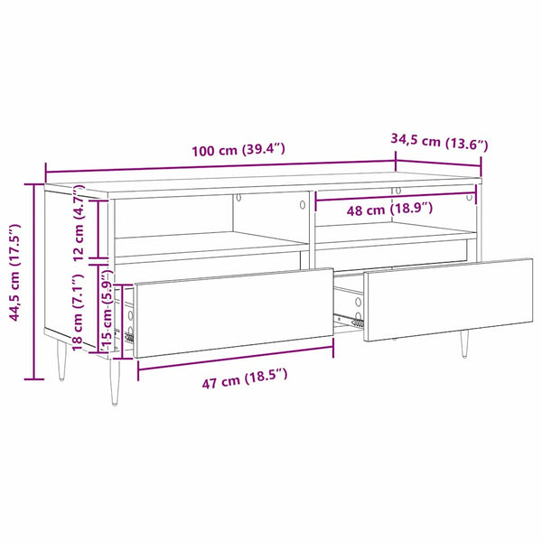 TV-Schrank Artisan Eiche 100 cm mit Schubladen