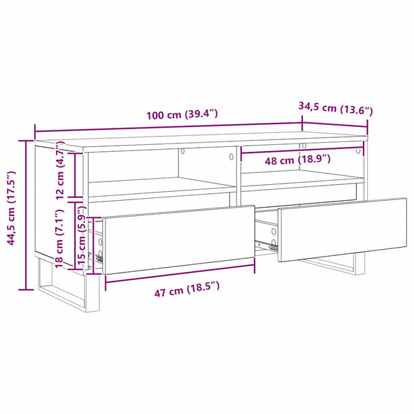 TV-Schrank Altholz & Eisen, 100 cm