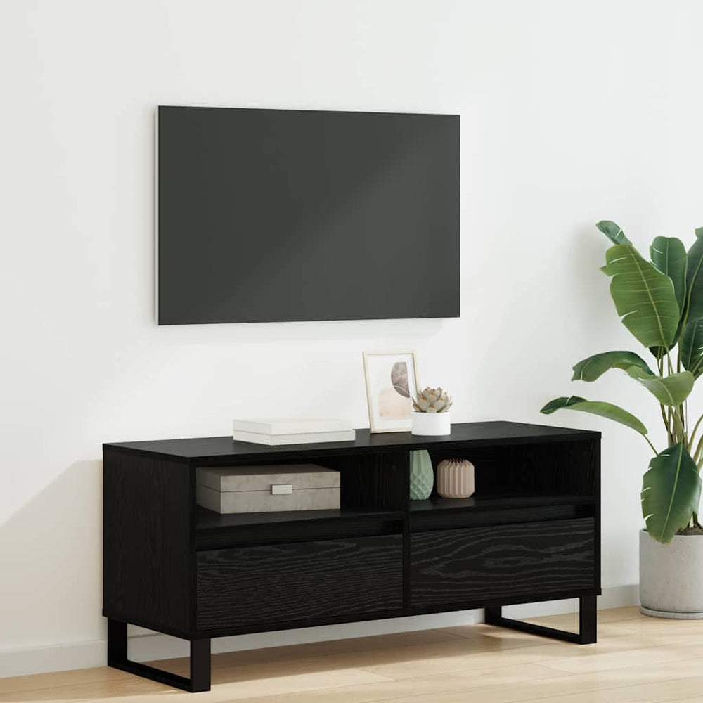 TV-Schrank Schwarz Eichenoptik 100 cm
