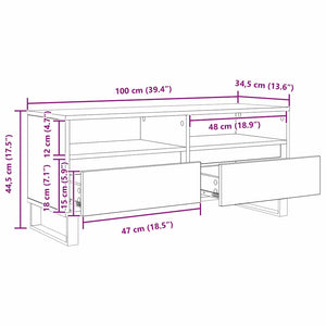 TV-Schrank Schwarz Eichenoptik 100 cm