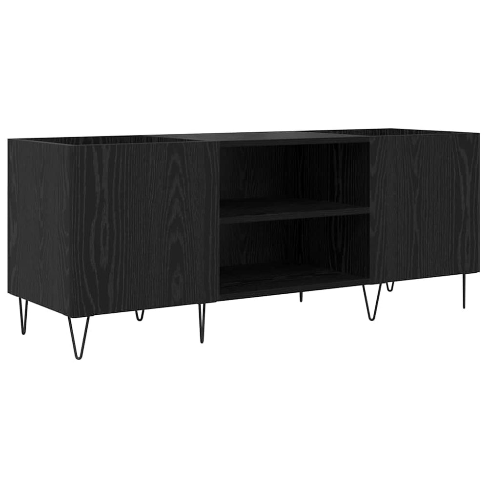 Schallplattenschrank Schwarz Eichenoptik