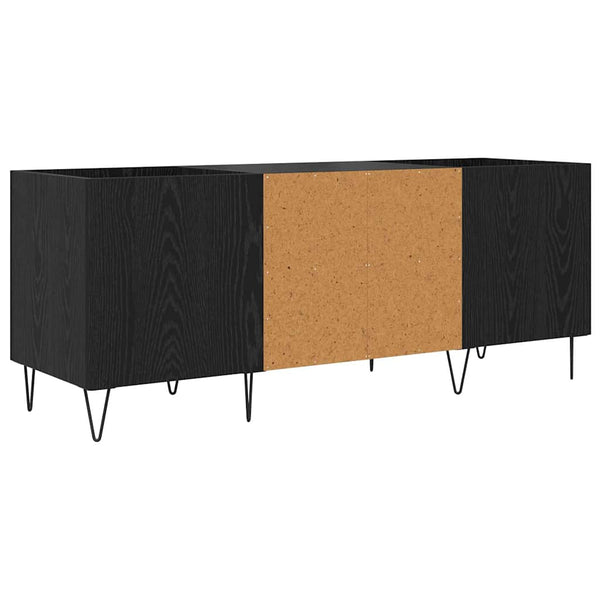 Schallplattenschrank Schwarz Eichenoptik