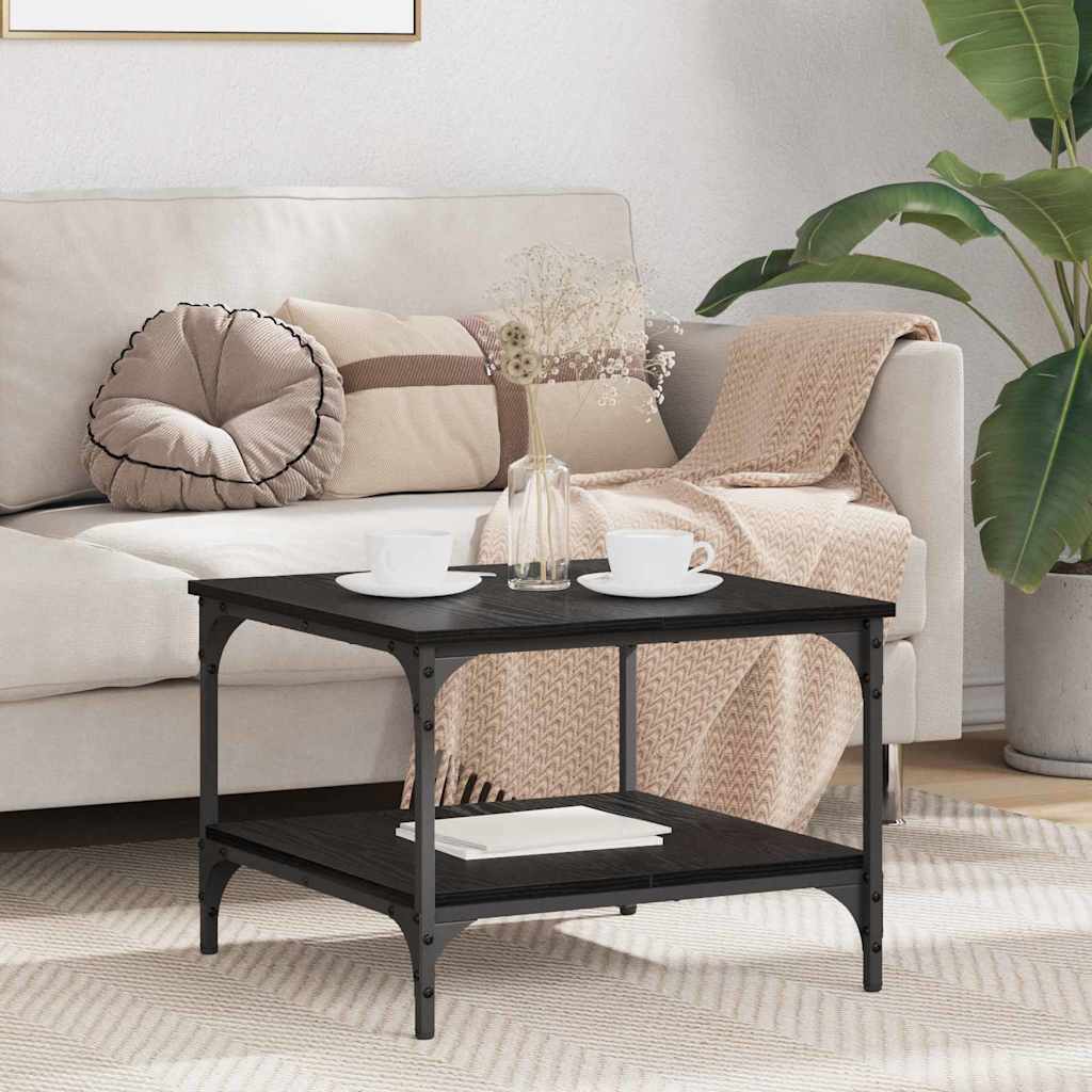Schwarzer Couchtisch Eichenoptik 55x55 cm