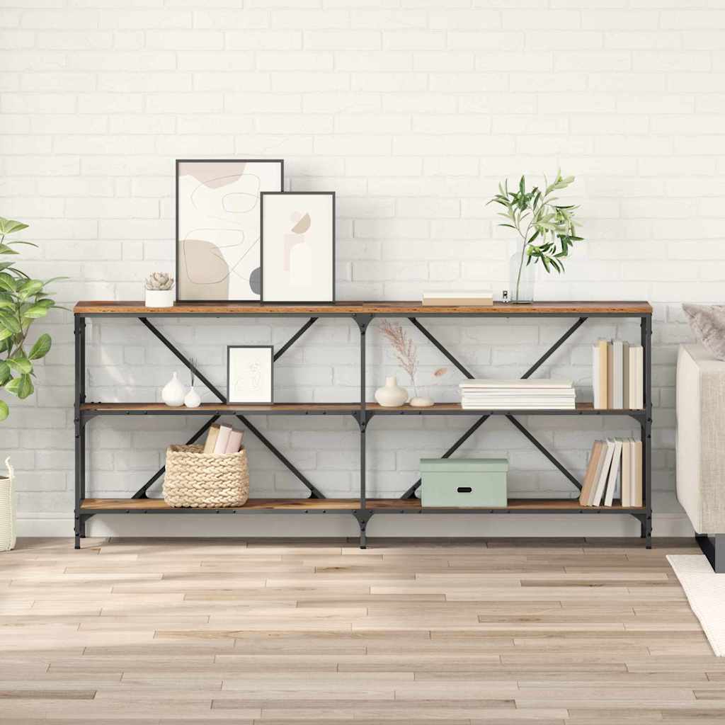 Konsolentisch Altholz mit Regal 180cm