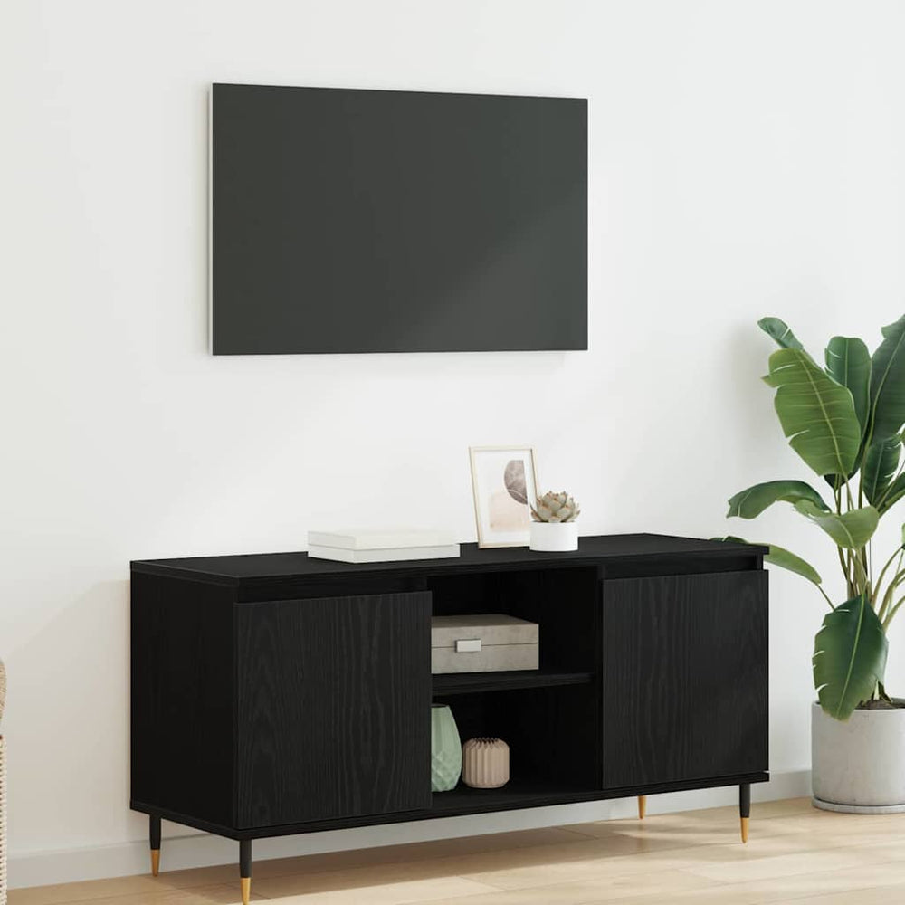 TV-Schrank Schwarz Eichenoptik 104 cm
