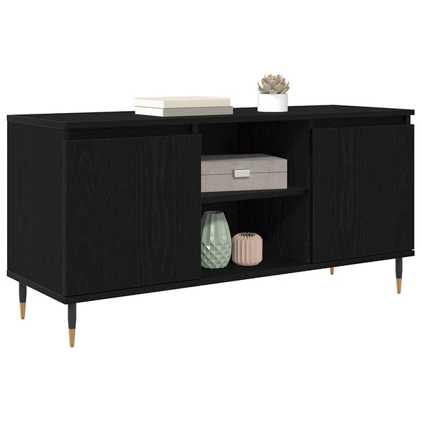 TV-Schrank Schwarz Eichenoptik 104 cm